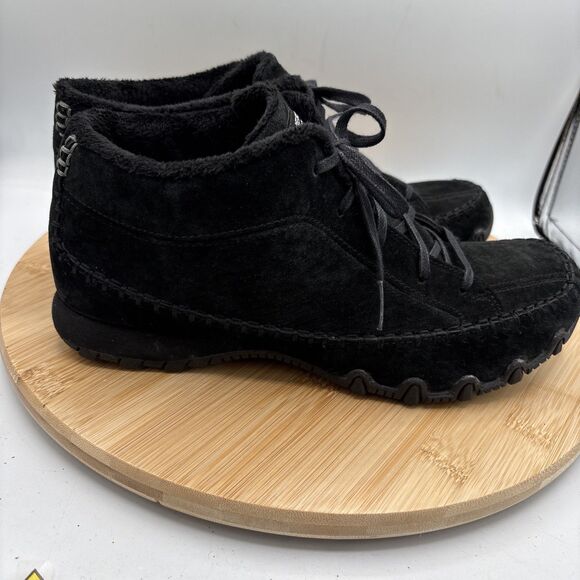 Skechers Relaxed Fit Bikers Totem Pole Boots Black Suede Lace Up Women's Size 9 - Picture 7 of 9
